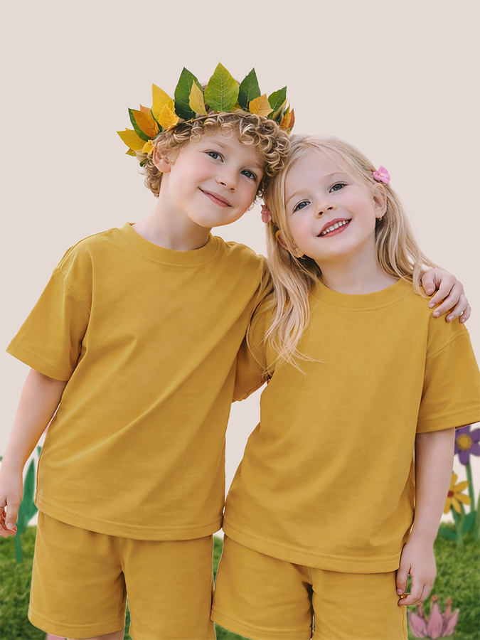 Kids Unisex T-shirt Mustard Oversize - 1