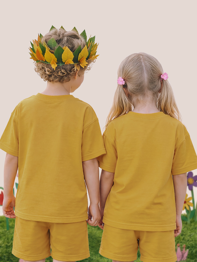 Kids Unisex T-shirt Mustard Oversize - 2