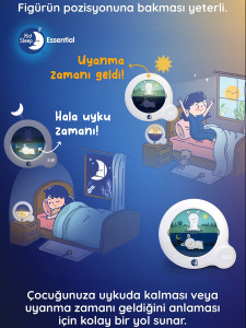Kid'Sleep Essential Çocuk Uyku Saati – Figürlü Gece Lambası, Uyanma Göstergesi, Çalar Saat ve Ninni Özellikli 5'i 1 Arada Eğitici Zaman Saati | 0+ Yaş Bebek ve Çocuklar için - 2