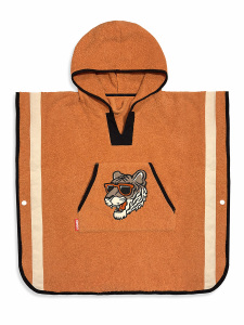 Erkek Çocuk Plaj Havlusu Havlu Panço Kapüşonlu Kaplan Aplikeli Standart - 4