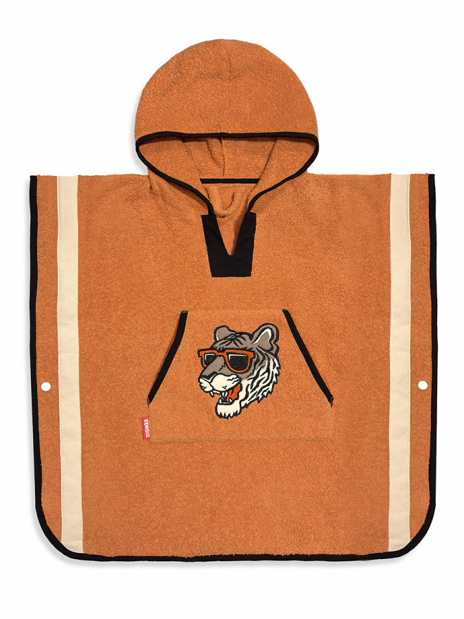 Erkek Çocuk Plaj Havlusu Havlu Panço Kapüşonlu Kaplan Aplikeli Standart - 4