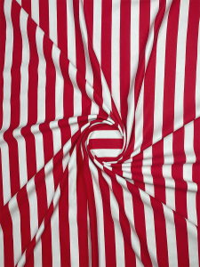 Kırmızı Beyaz Çizgili 2 İplik Kumaş - Denostore