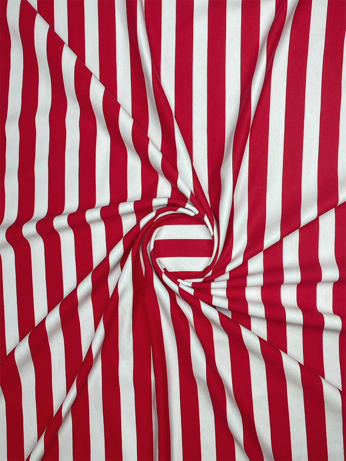 Kırmızı Beyaz Çizgili 2 İplik Kumaş - 1
