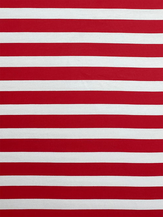 Kırmızı Beyaz Çizgili 2 İplik Kumaş - 2