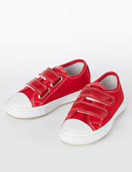 Kırmızı Cırt-Cırtlı Erkek-Kız Sneakers - Thumbnail
