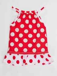 Kırmızı Puantiye Kız Bebek Yazlık Elbise - Thumbnail