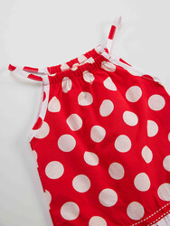 Kırmızı Puantiye Kız Bebek Yazlık Elbise - Thumbnail