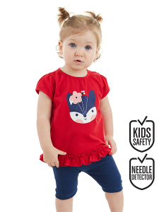 Kırmızı Tilki Kız Bebek Tunik Tayt Takım - Denokids