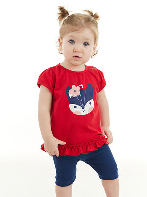 Kırmızı Tilki Kız Bebek Tunik Tayt Takım