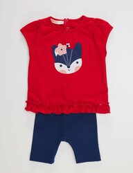 Kırmızı Tilki Kız Bebek Tunik Tayt Takım - Thumbnail