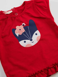 Kırmızı Tilki Kız Bebek Tunik Tayt Takım - Thumbnail