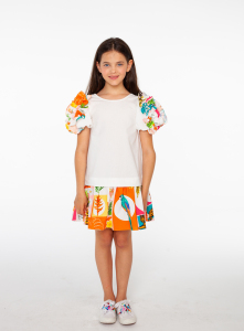 Kısa Balon Kollu Pamuklu Kız Çocuk Elbise - SheShe