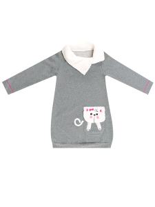 Kitten on Pocket Girl Dress - 3