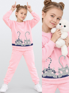 Kitties Girl Pink Tracksuit - Denokids