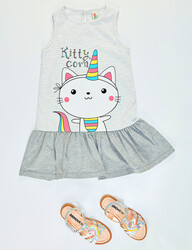 Kittycorn Cotton Girl Dress - Thumbnail