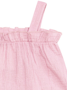 Kız Bebek Çocuk Pembe Yazlık Müslin Askılı Bluz Şort Takım - 9
