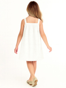 Kız Çocuk Çiçekli Elbise Beyaz %100 Pamuk İlkbahar Yaz Sezonu 5-10 Yaş - 2