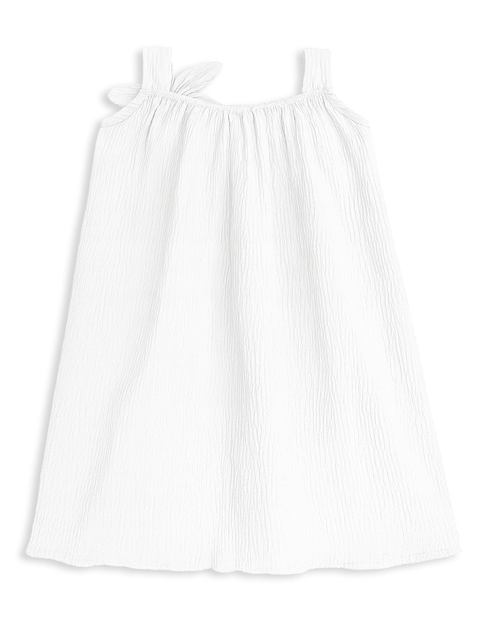 Kız Çocuk Çiçekli Elbise Beyaz %100 Pamuk İlkbahar Yaz Sezonu 5-10 Yaş - 4