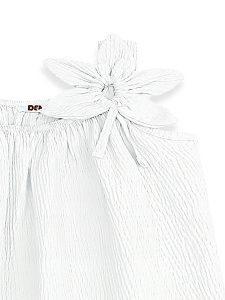 Kız Çocuk Çiçekli Elbise Beyaz %100 Pamuk İlkbahar Yaz Sezonu 5-10 Yaş - 5