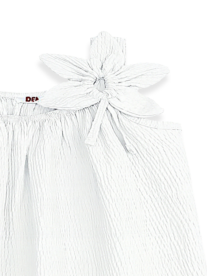 Kız Çocuk Çiçekli Elbise Beyaz %100 Pamuk İlkbahar Yaz Sezonu 5-10 Yaş - 5