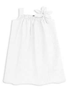 Kız Çocuk Çiçekli Elbise Beyaz %100 Pamuk İlkbahar Yaz Sezonu 5-10 Yaş - 4