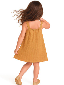 Kız Çocuk Çiçekli Elbise Hardal Sarı İlkbahar Yaz Sezonu 5-10 Yaş - 2
