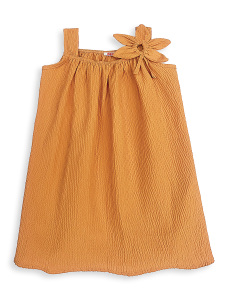 Kız Çocuk Çiçekli Elbise Hardal Sarı İlkbahar Yaz Sezonu 5-10 Yaş - 4