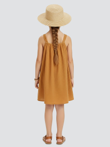 Kız Çocuk Çiçekli Elbise Hardal Sarı İlkbahar Yaz Sezonu 5-10 Yaş - 2