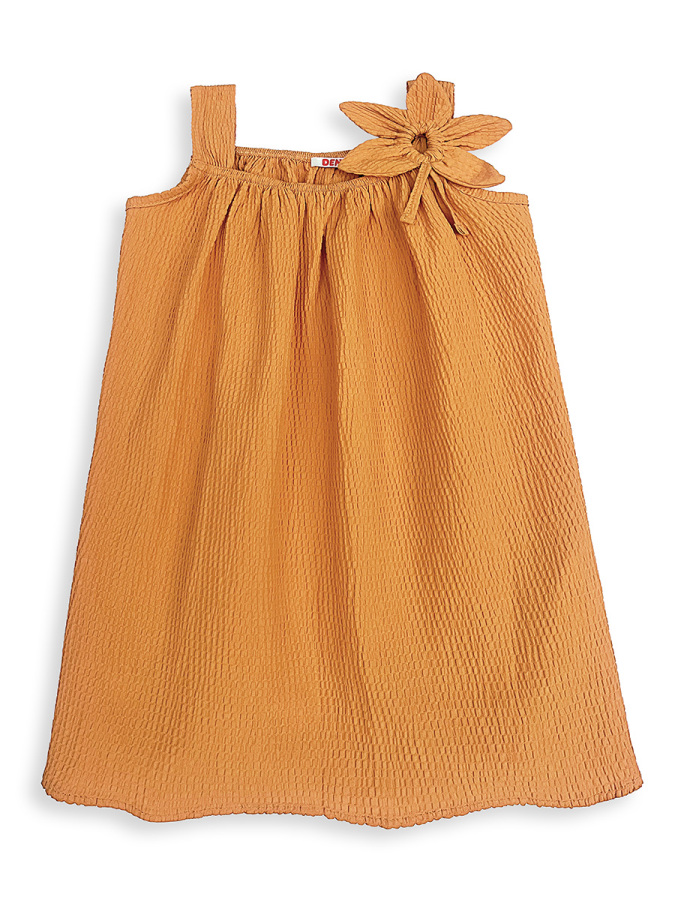 Kız Çocuk Çiçekli Elbise Hardal Sarı İlkbahar Yaz Sezonu 5-10 Yaş - 4