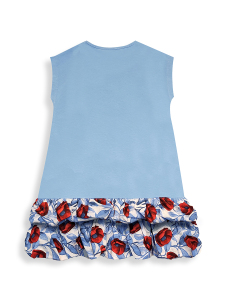 Kız Çocuk Çiçekli Elbise Mavi Gelincik İlkbahar Yaz Sezonu 4-10 Yaş - 4