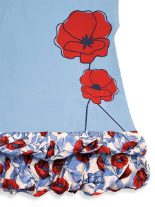 Kız Çocuk Çiçekli Elbise Mavi Gelincik İlkbahar Yaz Sezonu 4-10 Yaş - 5