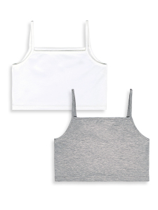 Kız Çocuk Crop Top 2'li Takım Askılı Gri Beyaz Crop Üst - 4