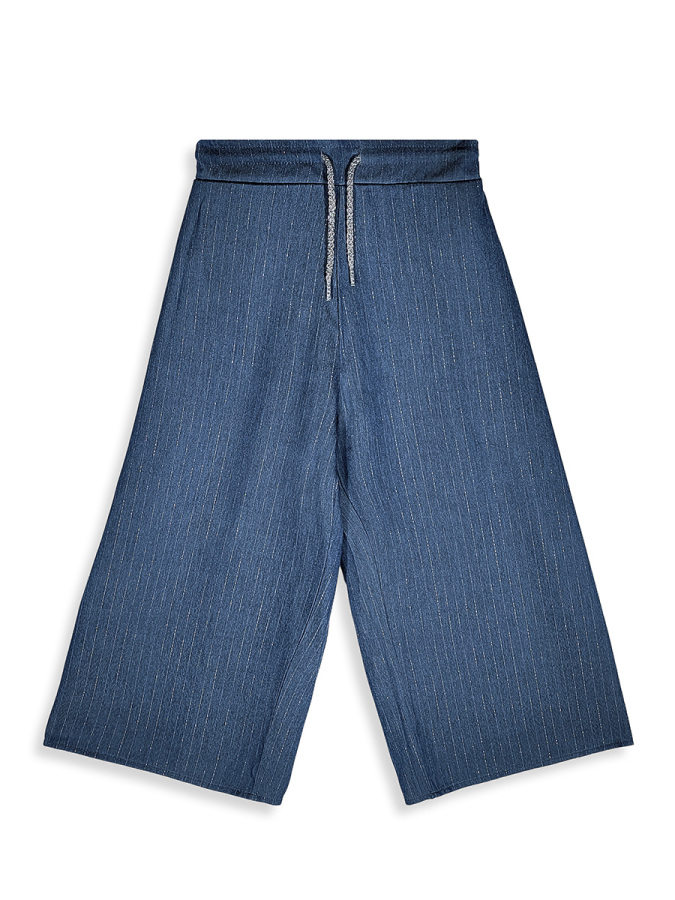 Kız Çocuk Takım Denim Görünümlü Bluz Pantolon Dokuma Yazlık 4-10 Yaş - 9