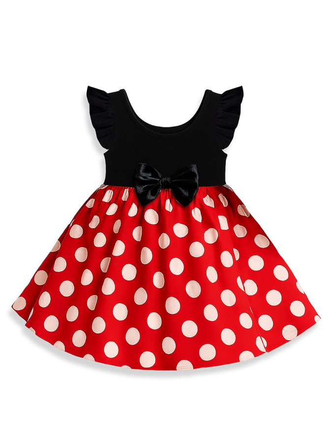 Kız Çocuk Elbise Pamuk Poplin Kırmızı Beyaz Puantiyeli Kurdele Detaylı İlkbahar Yaz Sezonu 2-7 Yaş - 4