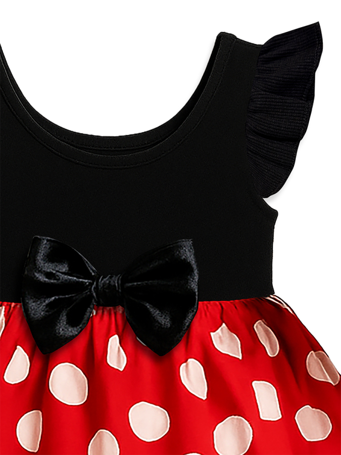 Kız Çocuk Elbise Pamuk Poplin Kırmızı Beyaz Puantiyeli Kurdele Detaylı İlkbahar Yaz Sezonu 2-7 Yaş - 6