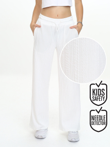 Kız Çocuk Geniş Paça Ekru Basic Eşofman Altı - Denokids