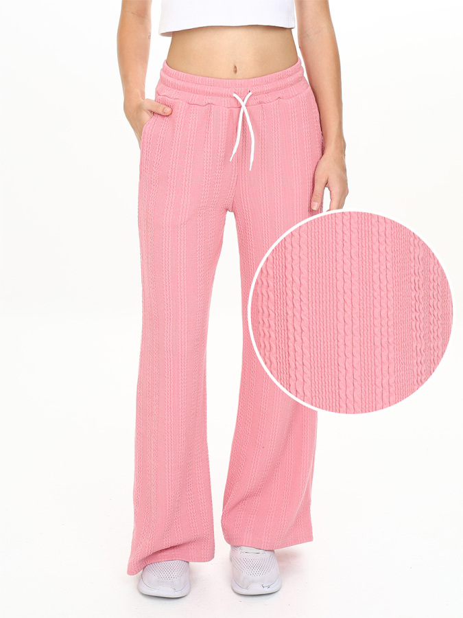 Kız Çocuk Geniş Paça Pembe Basic Eşofman Altı - 1