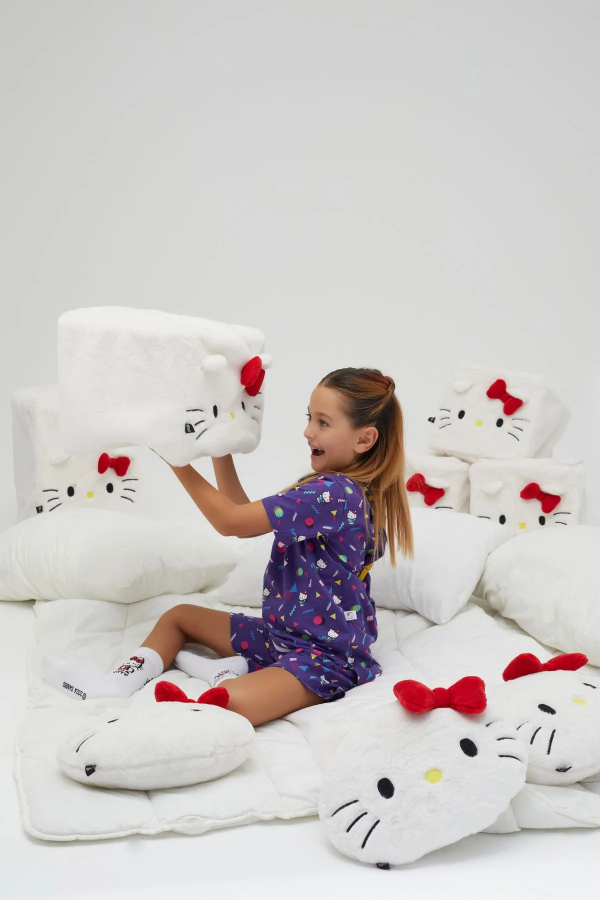 Kız Çocuk Kısa Kollu Şortlu Pamuklu Pijama Takımı - 2