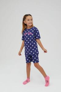 Kız Çocuk Kısa Şortlu Pamuklu Pijama Takımı - 3