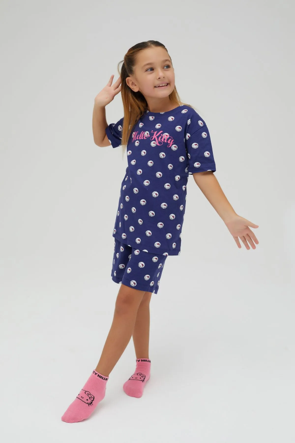 Kız Çocuk Kısa Şortlu Pamuklu Pijama Takımı - 2