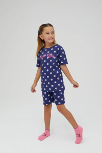 Kız Çocuk Kısa Şortlu Pamuklu Pijama Takımı - 3