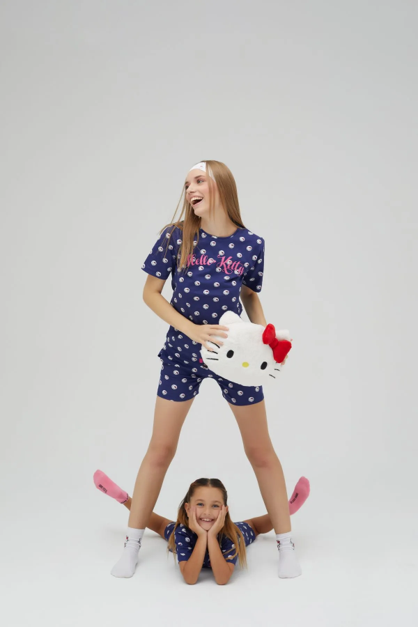 Kız Çocuk Kısa Şortlu Pamuklu Pijama Takımı - 6