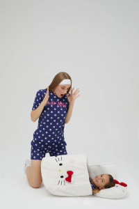 Kız Çocuk Kısa Şortlu Pamuklu Pijama Takımı - 7