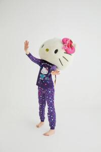 Kız Çocuk Kız Uzun Kol 100% Pamuklu Pijama Takımı - Hello Kitty
