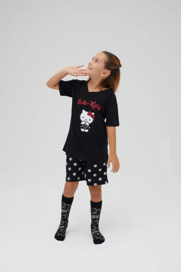 Kız Çocuk Kollu Şortlu Pamuklu Pijama Takımı - 2