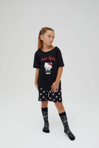 Kız Çocuk Kollu Şortlu Pamuklu Pijama Takımı - Hello Kitty