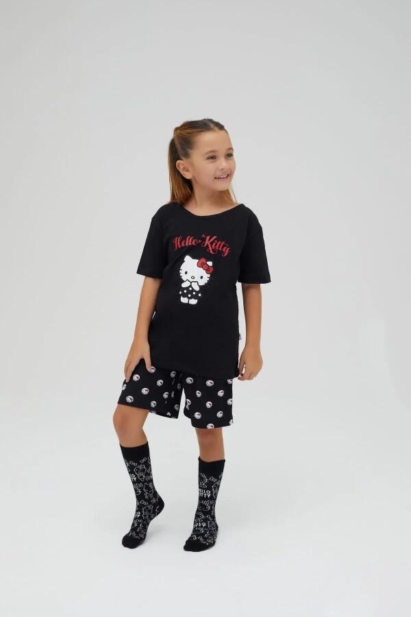 Kız Çocuk Kollu Şortlu Pamuklu Pijama Takımı - 4
