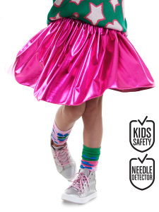 Kız Çocuk Koyu Pembe Metalik Parlak Etek - Denokids