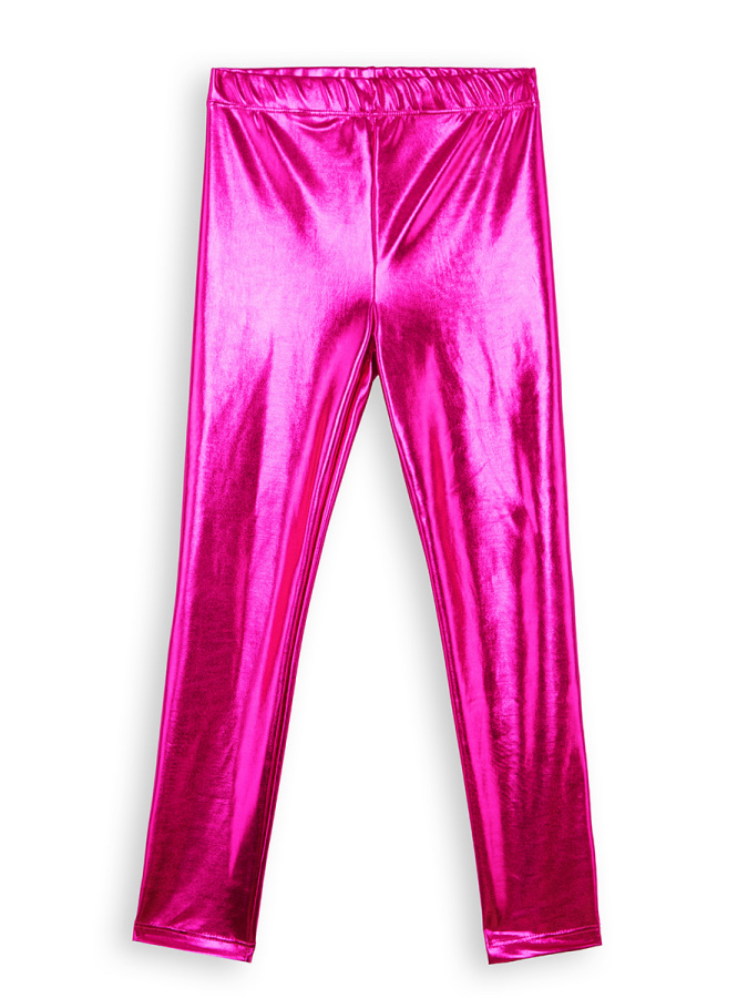 Kız Çocuk Koyu Pembe Metalik Parlak Tayt - 3