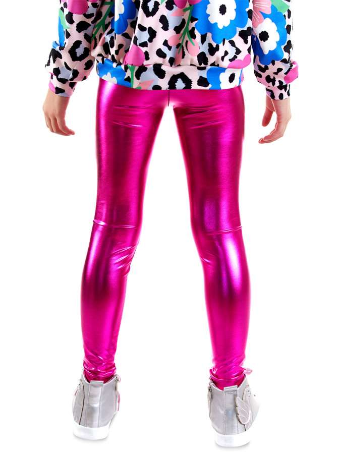 Kız Çocuk Koyu Pembe Metalik Parlak Tayt - 2